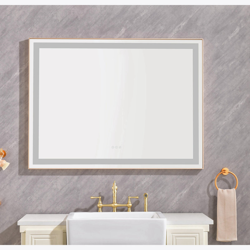 Miroir de salle de bain DEL, 36 po x 48 po, Doré