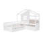 Lit simple avec canapé, lit plateforme pour enfants avec deux tiroirs et tablette de rangement-288586766