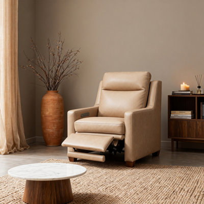 Harpster Leather Power Recliner with Zero Wall 