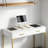 White And Gold Rectangular MDF Writing Desk With Drawer For Home Study Or Workspace