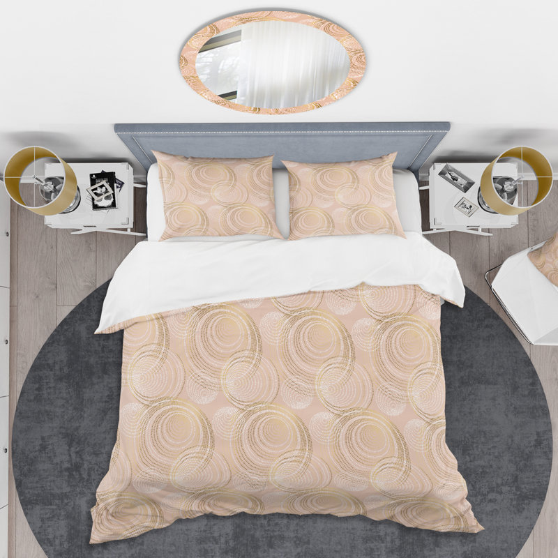 Ensemble de housse de couette abstrait géométrie de luxe mid-century, Housse de couette très grand + 2 taies décoratives