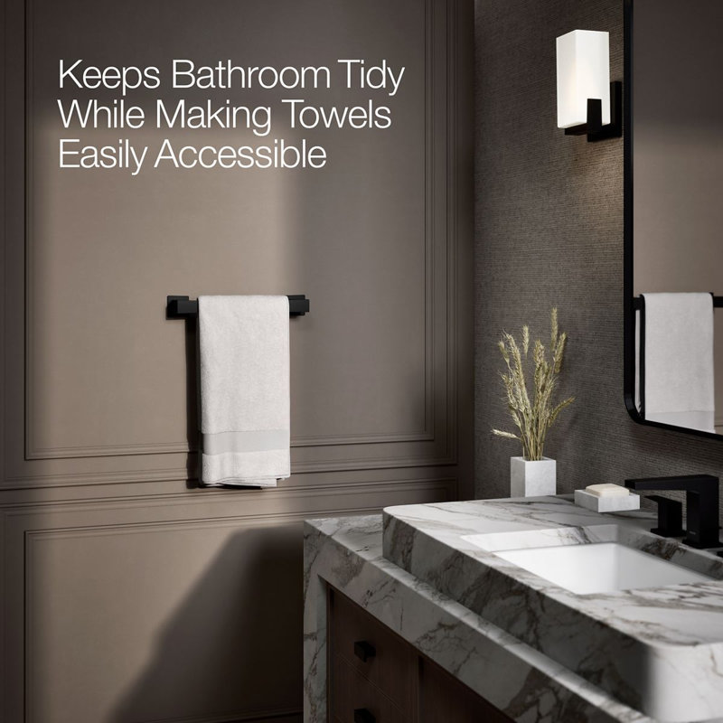 Honesty Towel Bar, Matte Black, 12"W