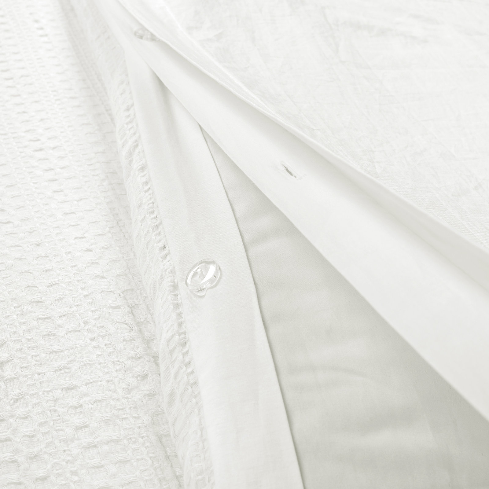 Haniya Solid Waffle Woven Cotton Textured Duvet Cover 3 Pieces Set, King Duvet Cover + 2 King Shams, White