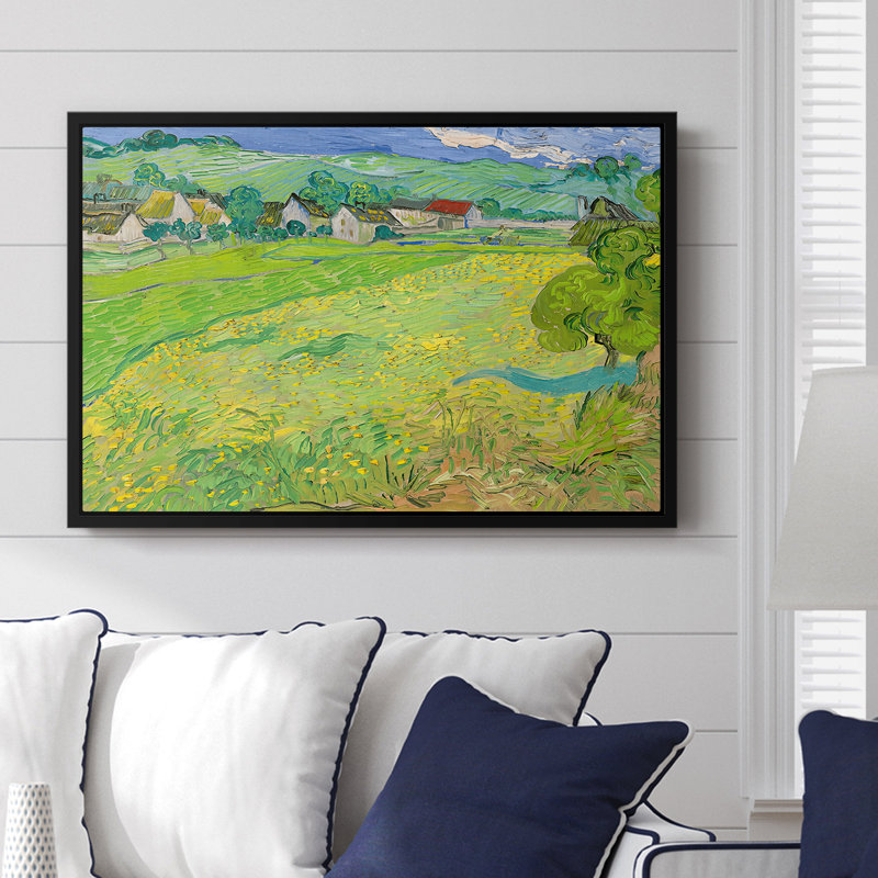 Les Vesseots in Auvers, 1890 - Vincent van Gogh, toile tendue avec châssis, 16x24, Noyer