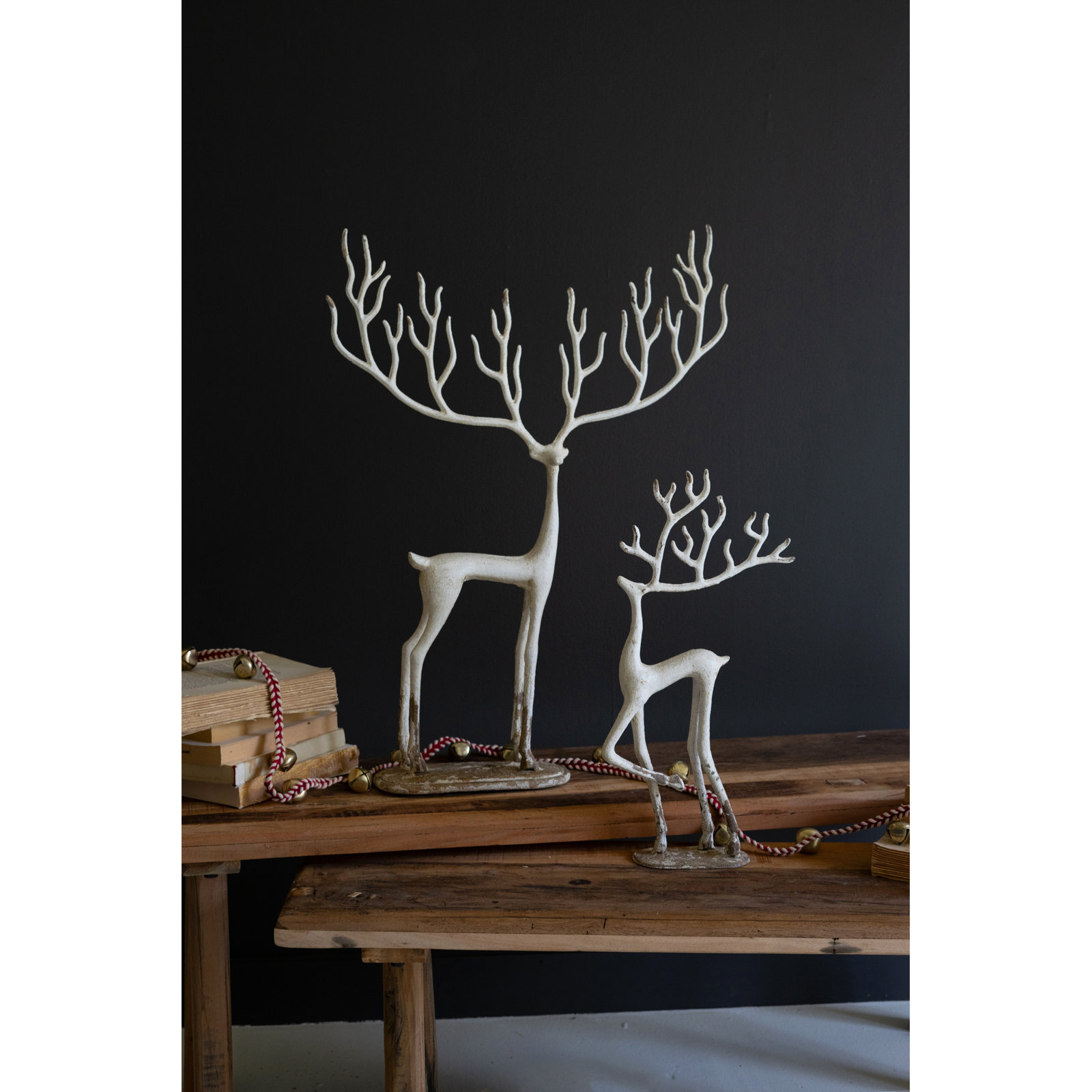 2-Piece Cast Iron Reindeer Figurine Set