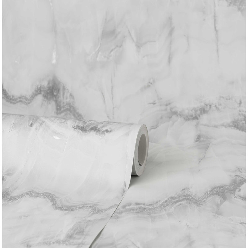 Callum 10.05m x 55cm Semi-Gloss Wallpaper Roll, Grey
