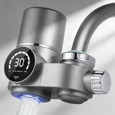 Filtre à eau certifié NSF avec indicateur de durée de vie, réduit le plomb, le chlore, les métaux lourds, comprend 1 filtre et 13 adaptateurs pour la plupart des robinets standards