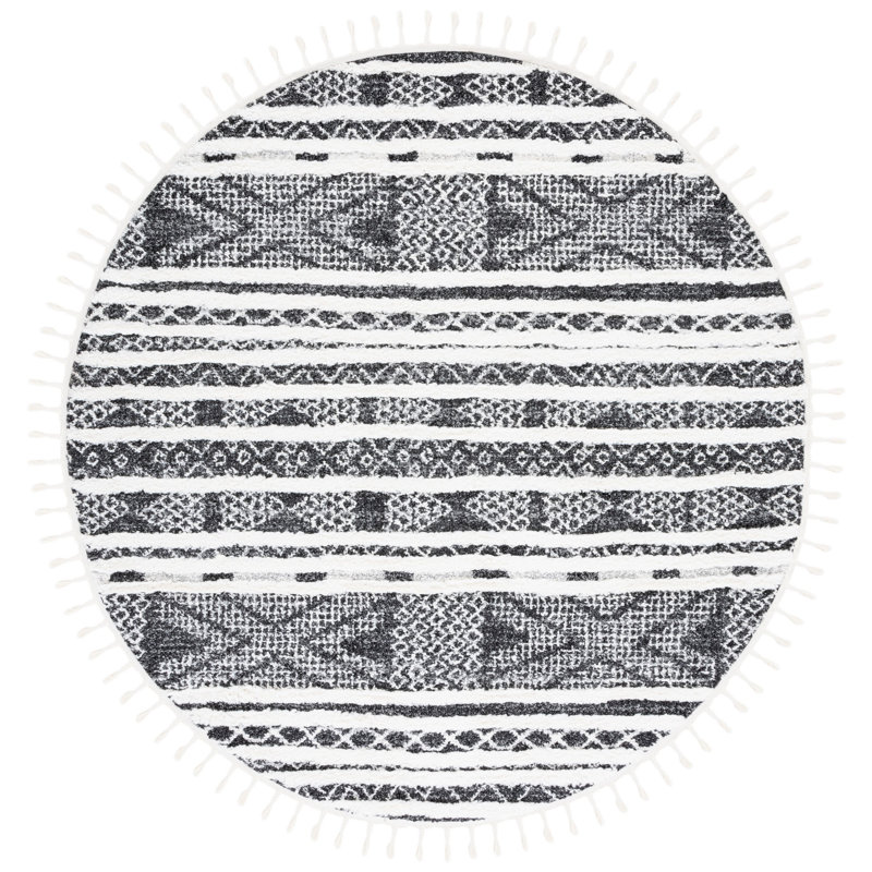 Tapis à poils longs Tynes, Rond 6 pi 7 po