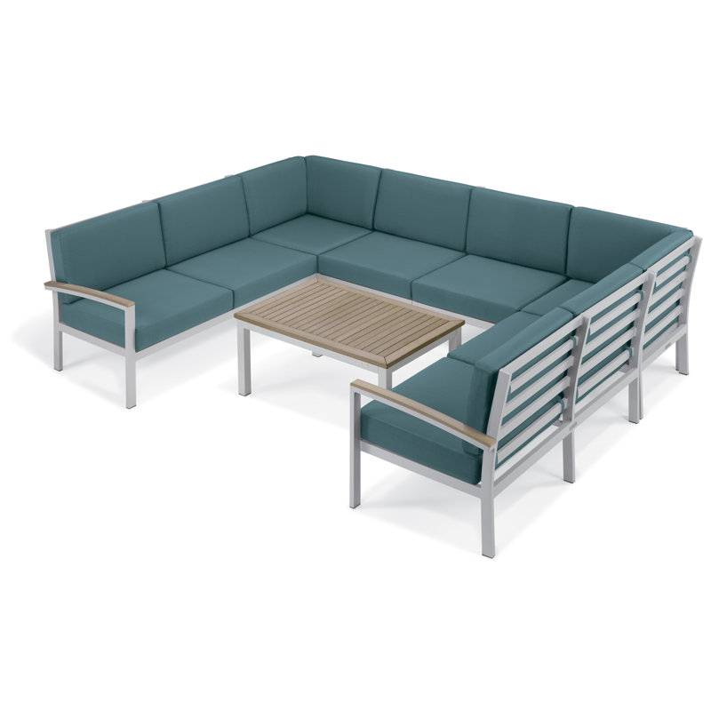 Travira Modular Side Chair with Cushions, Ice Blue