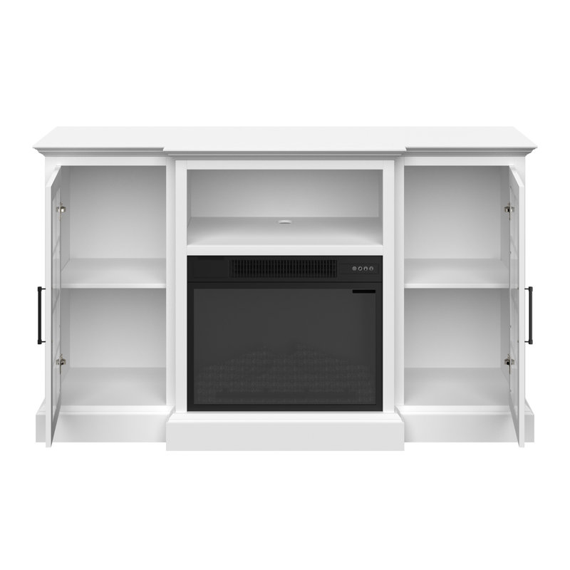 Meuble télé avec foyer électrique Aingeru pour téléviseur de 65 po ou moins - console média avec armoire de rangement, chaleur réglable et flammes DEL