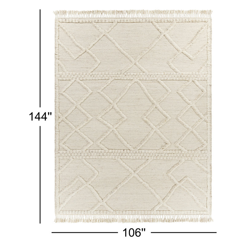 Hand Knotted Wool Moroccan Area Rug, Rectangle 8'10" x 12'