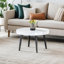 Table basse ronde moderne - texture annulaire, durable et robuste avec un diamètre de 23,6 pouces. Moulage par aspiration exquis, motif, pieds en métal pulvérisé.-788170975