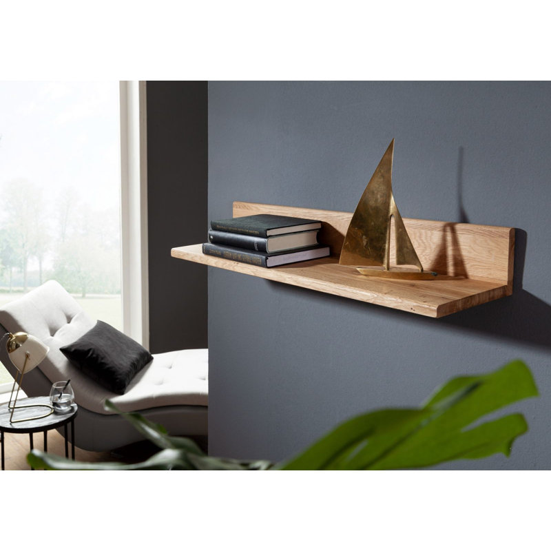 Frankfurt Oak Solid Wood Floating Shelf, 12cm H x 81cm W x 20cm D