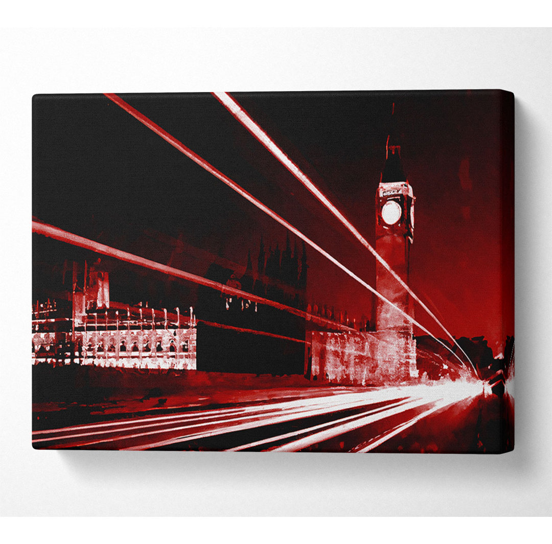 Leinwanddruck London Big Ben City Lights Red