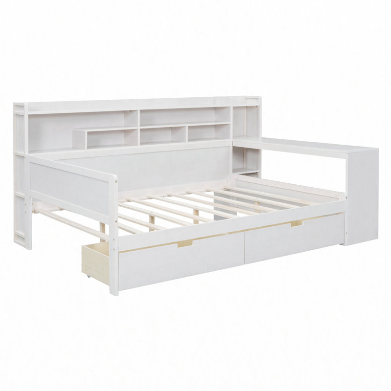 Multi-functional Bed with Two Storage Drawers and Study Desk