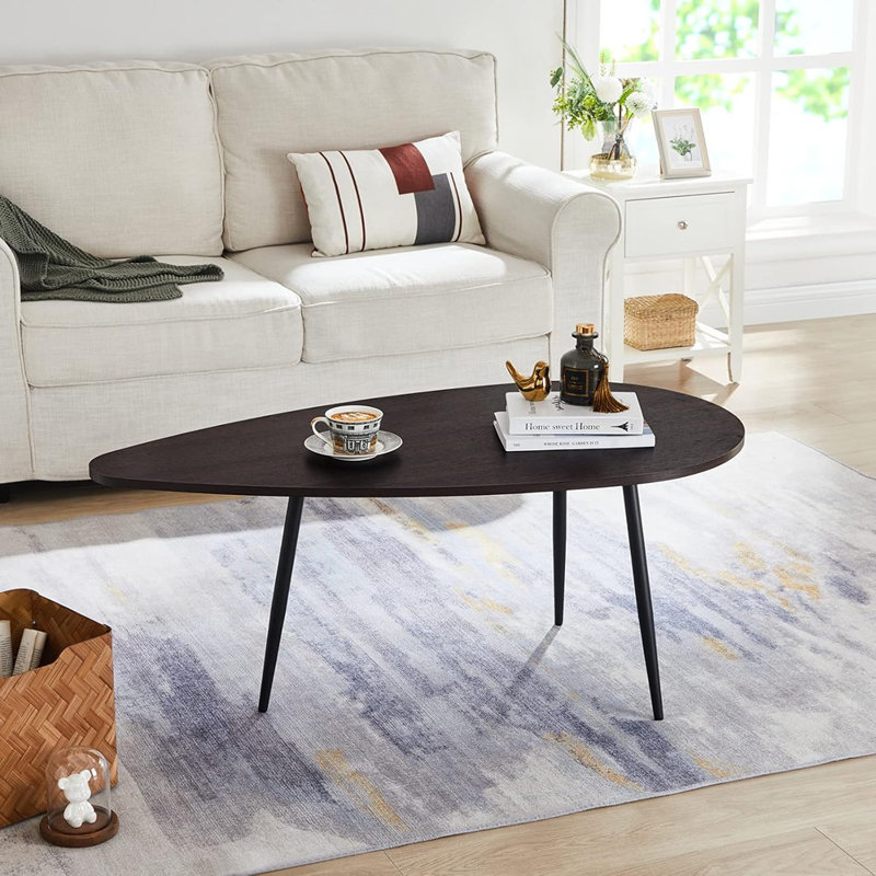 Table basse ovale de style Mid-Century moderne en bois espresso rétro Farmhouse