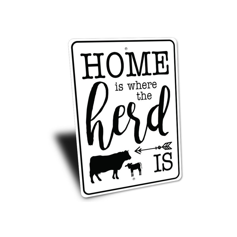 Panneau «Home Is Where The Herd Is» en aluminium, H 14 po x l 10 po x P 0,04 po