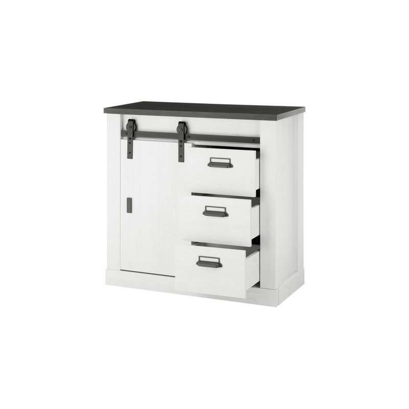 Jackeline 1 - Door Rectangle Accent Cabinet, White/Black