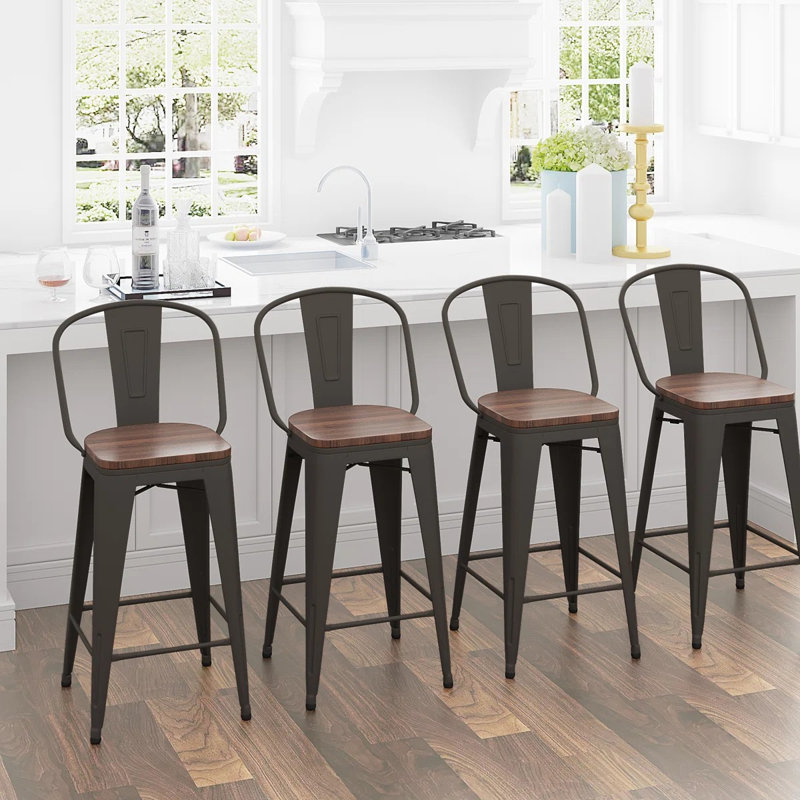 Tabouret de bar et de comptoir Rosenberry, Rouillé, Tabouret de comptoir (siège d’une hauteur de 24