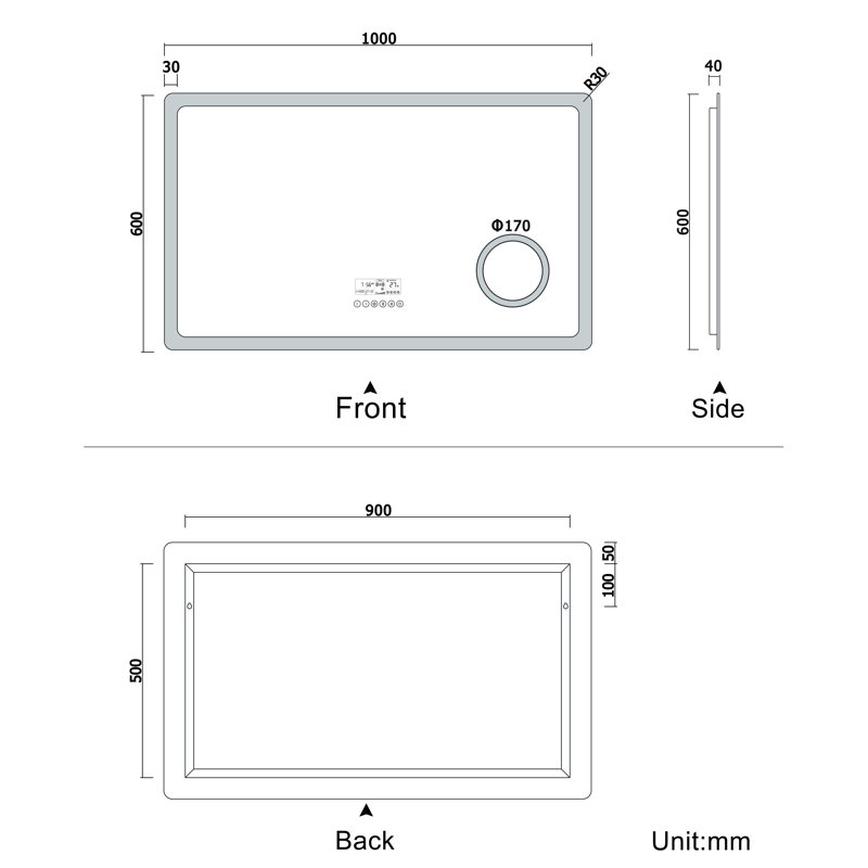Coreas Rectangle Mirror, 100cm x 60cm