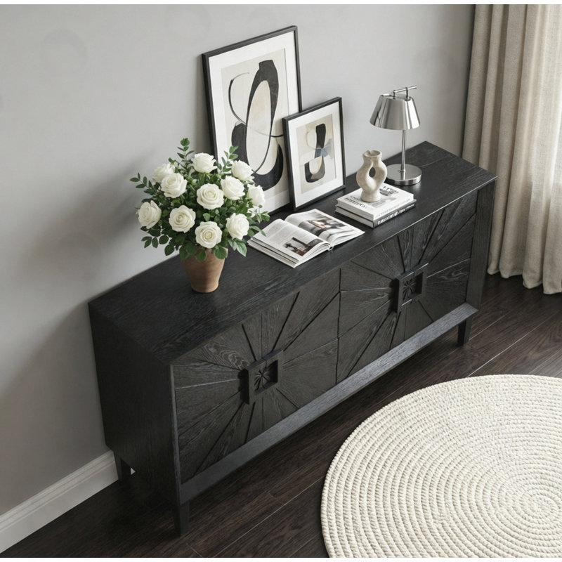 Buffet avec 4 portes, Noir