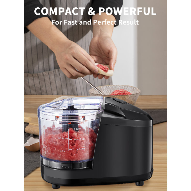 Mini Food Chopper – Small Electric Food Processor, 750ml Compact Vegetable Blender, Removable bowl, lid & blade, Simple one-button operation, 100W (Black)