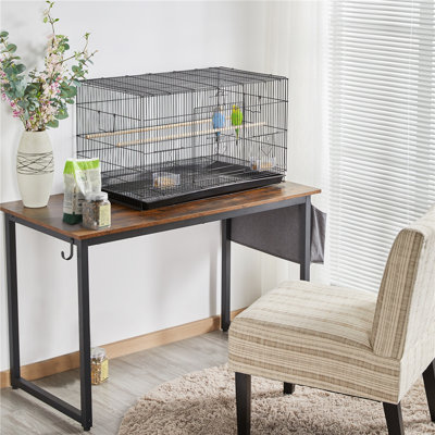 46 cm Iron Flat Top Table Top Bird Cage with Wheels with Stand with Perch with Tray