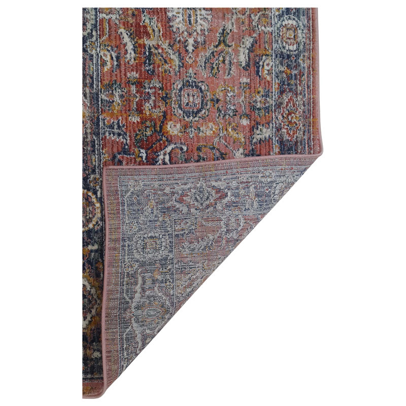Oriental Machine-Made Red/Blue Area Rug, Runner 2'8" x 10'