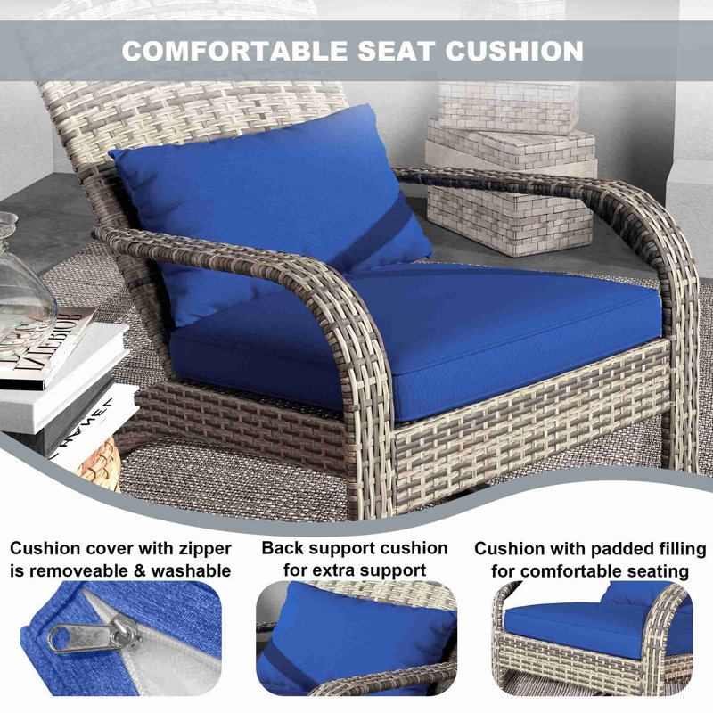 Outsunny Outdoor Wicker Adirondack Rocking Chair, Blue