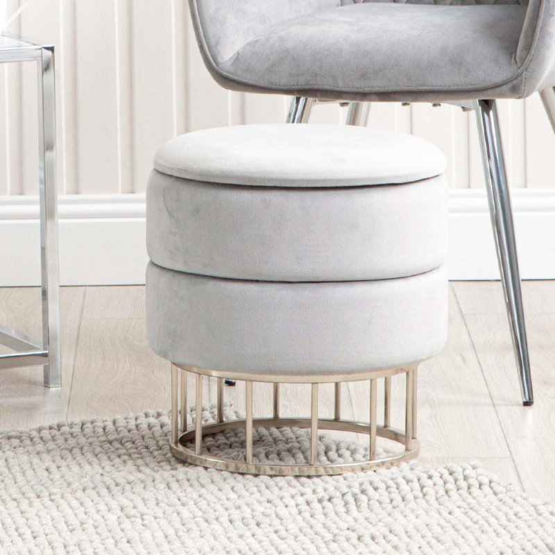 Canora Grey Dressing Table Stool with storage, cm Wide Velvet