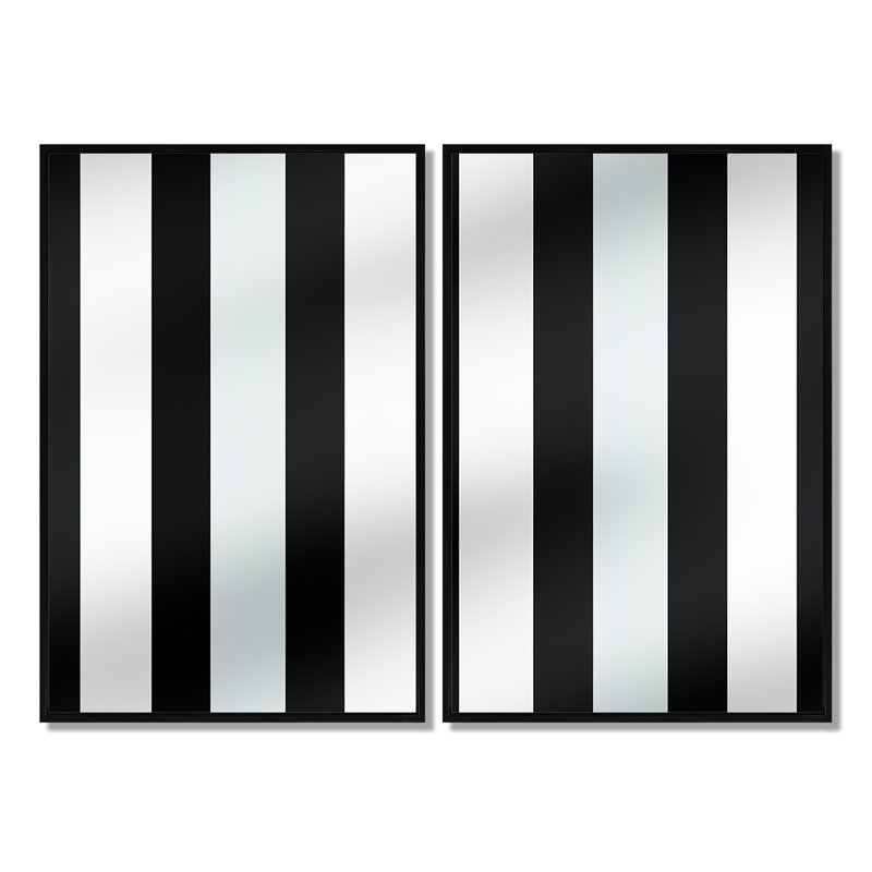 Harmonie de lignes noires et blanches rayées - impressions sur toile modernes, H 36 po x l 48 po, Noir