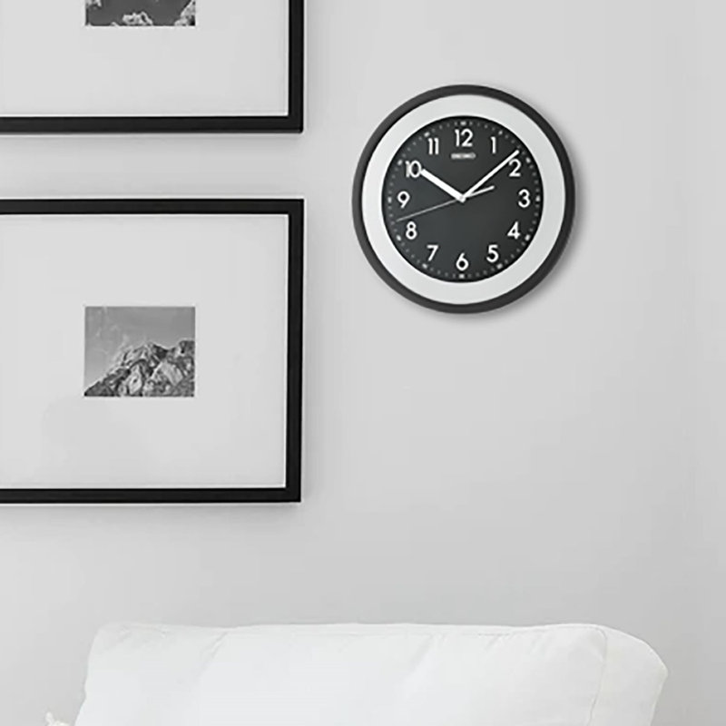 QXA812KRH Wall Clock, Black, Black