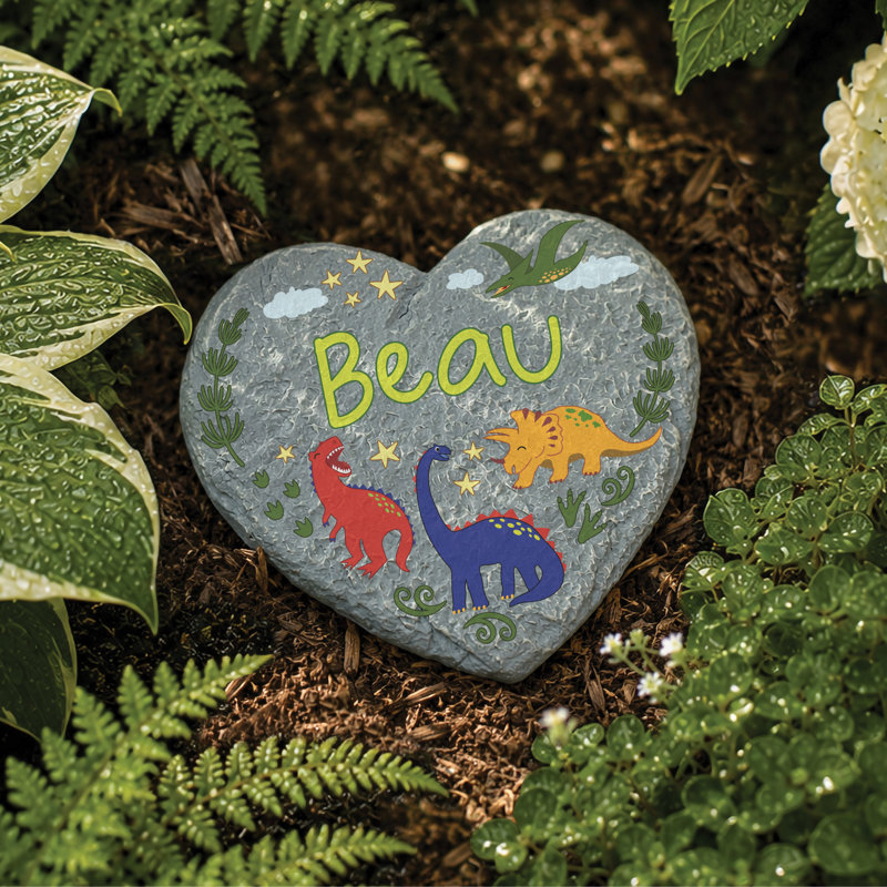 Pierre de jardin personnalisée 4 "Dinosaur Adventure Heart 