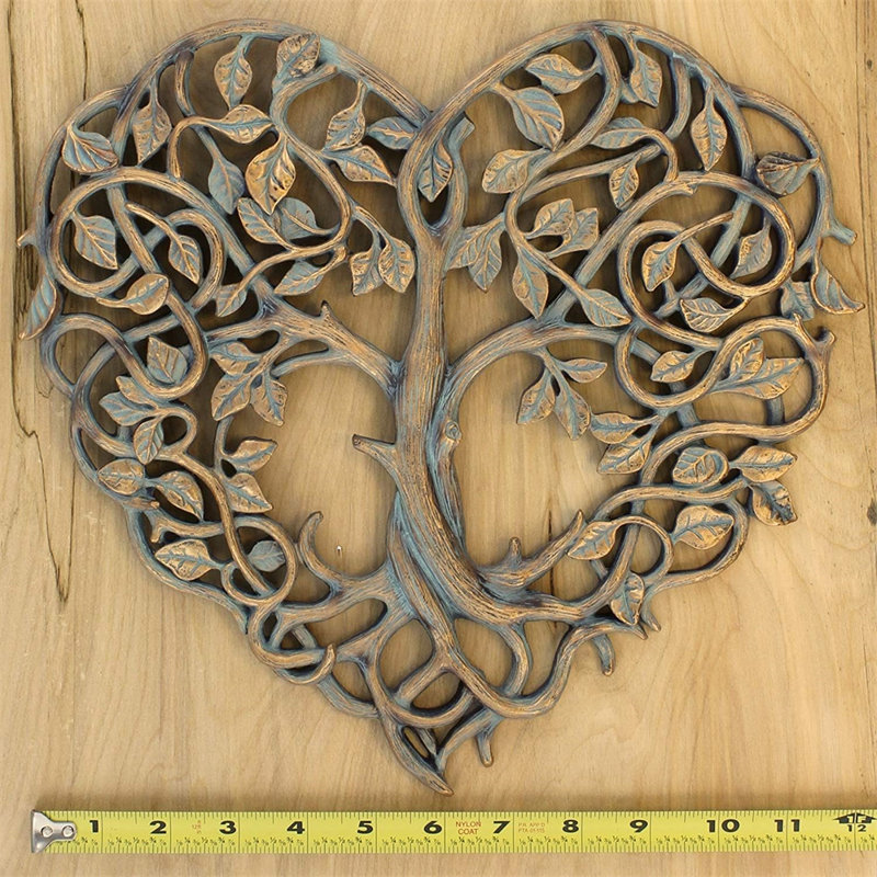 Sculpture murale d'extérieur arbre de vie / cœur 12 po - I Love You Decor