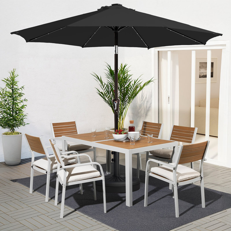 Parasol de marché avec manivelle Beka, H 91,2 po x l 108 po x P 108 po, Noir, noir, noir, noir