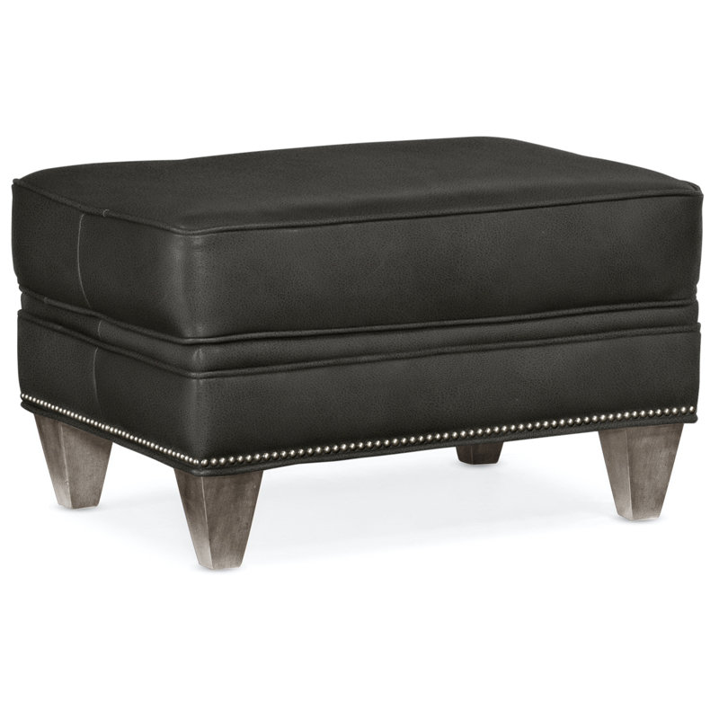 Reddish Ottoman, Gunmetal, Stone, Aline Fumo Genuine Leather