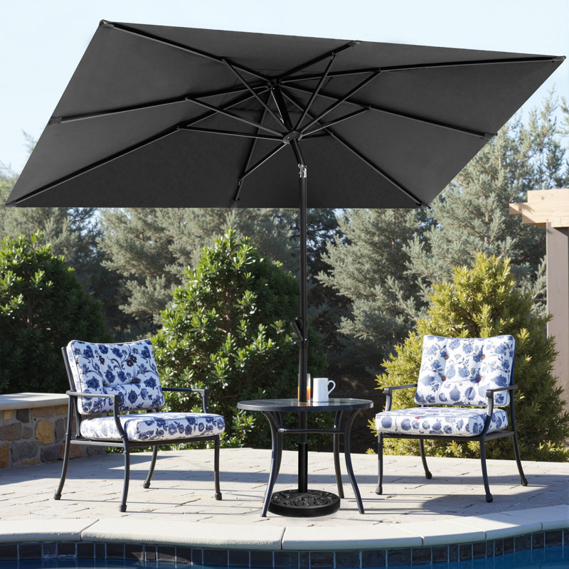 Parasol de marché rectangulaire 60 po x 106 po avec base lestée, Noir