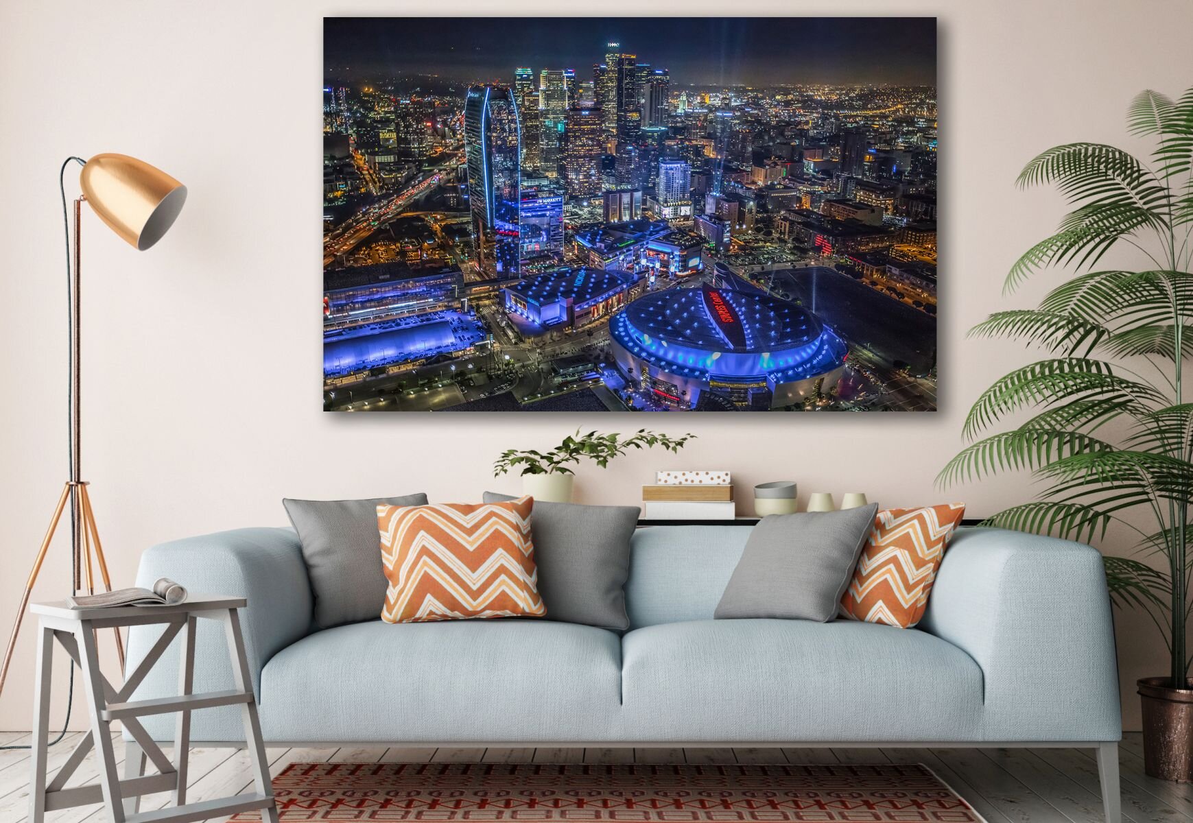 Bless international Los Angeles Staples Center City Skyline Prints Painting  Canvas Large Canvas Art Rise Of Buildings Downtown Decor Wall On Canvas  Print