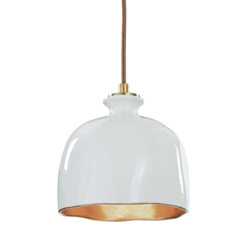 Bianca Ceramic Pendant (Gloss White and Gold)