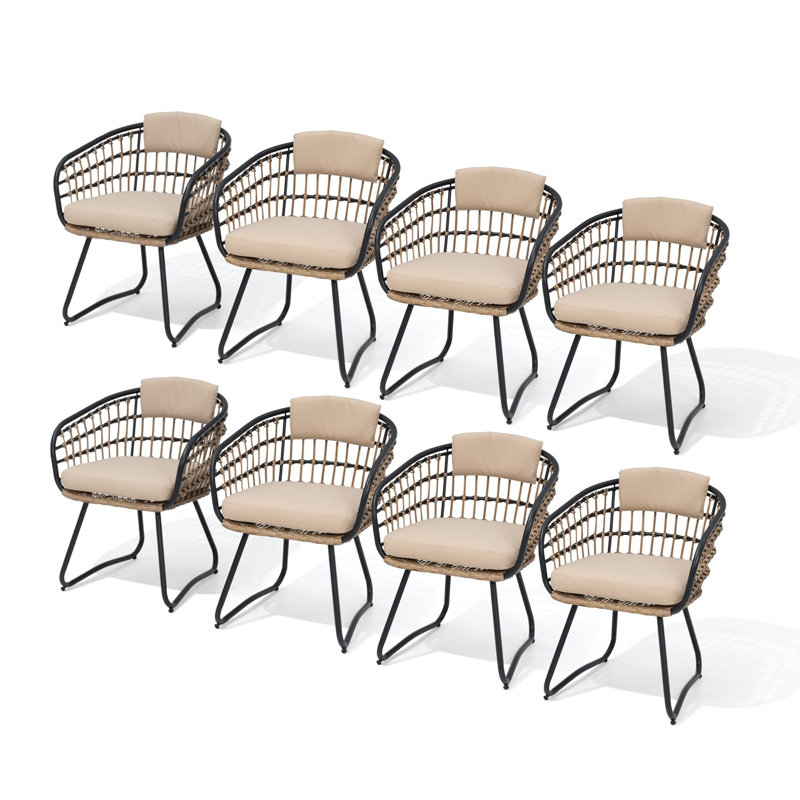 Chaise de salle à manger d'extérieur avec coussin amovible, Beige