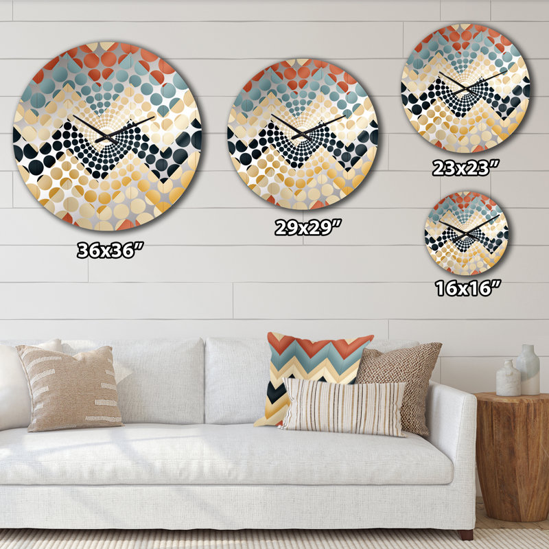 Horloge murale à motif de chevrons Earthy Tones, Médium