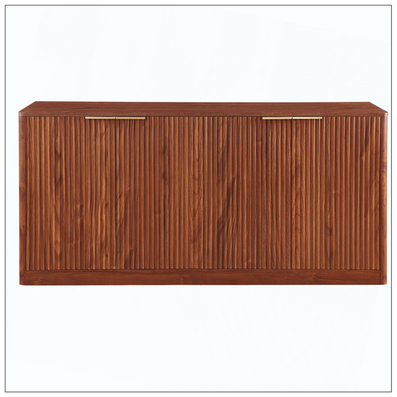 Modern Wavy Sideboard, Curved Contour Design Storage Cabinet, 4-Door Cabinet With Storage Function, Suitable For Kitchen/Bedroom/Living Room