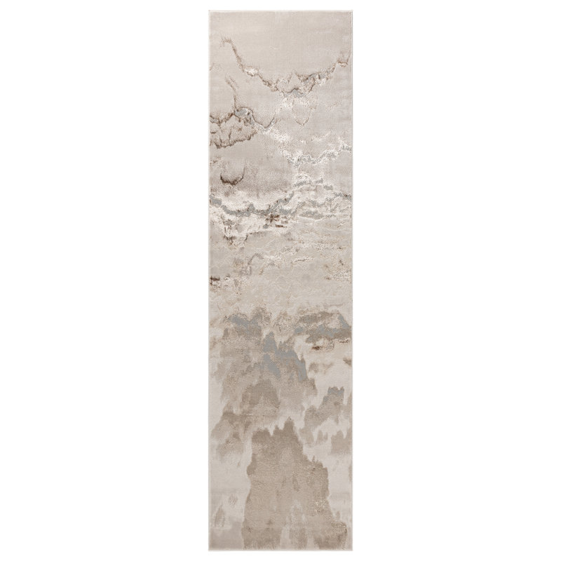 Aurora AU17 Linea Metallic Beige Area Rug, Runner 66 x 240cm