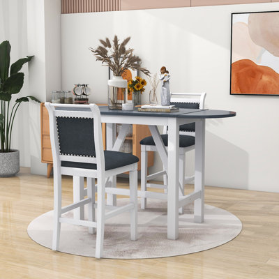 Llayton 3-Piece Counter Height Dining Set, Wood Table with 2 Upholstered Chairs
