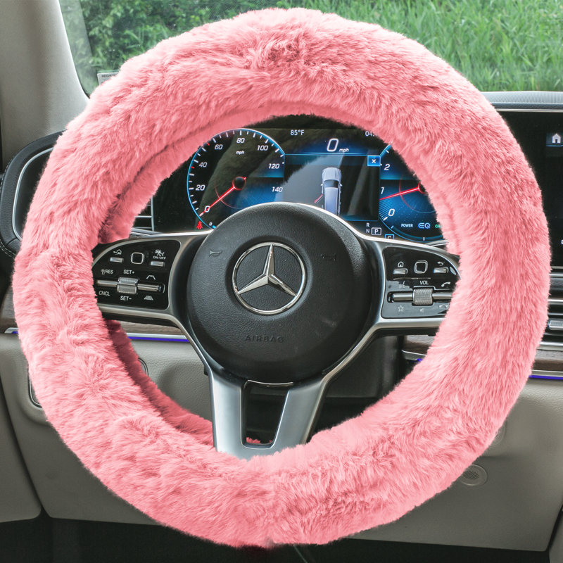 Housse de volant en fausse fourrure Doe16, Rose