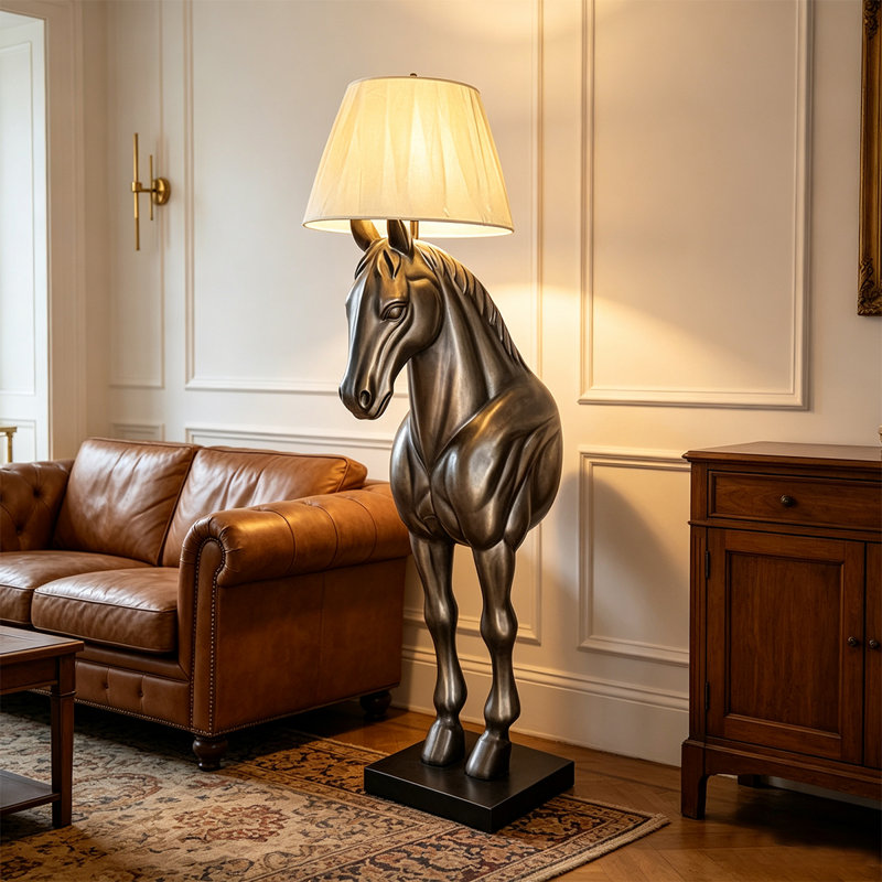 Plastique bronze + verre acier + lampes sur pied sans fer, Bronze