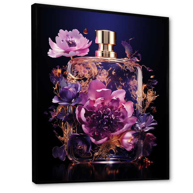Mauve Poised Petals Perfumes - Parfums, art mural, Cadre flottant noir, H 32 po x l 16 po x P 1 po