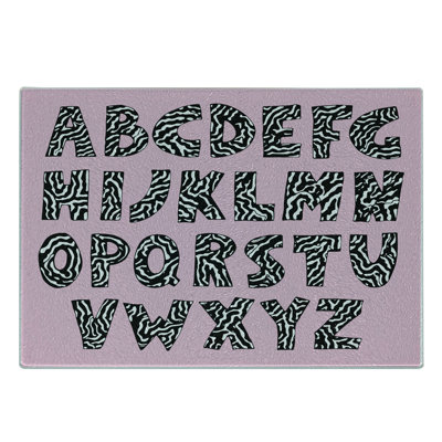 Ambesonne Pink Zebra Tempered Glass Cutting Board Funky Letters Trippy Pale Pink White