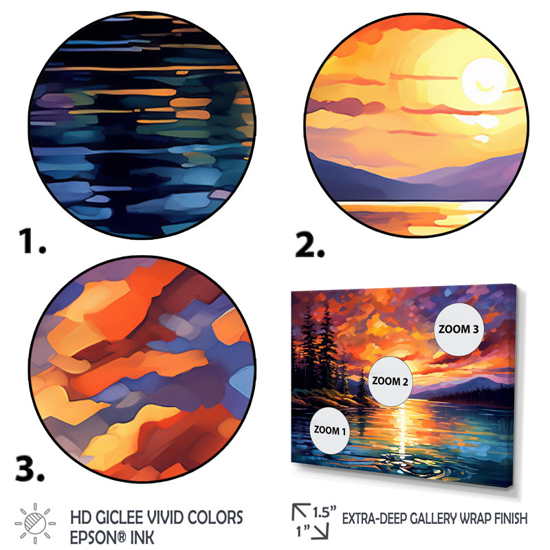 Sunset With Colourful Reflections IV Framed On Canvas Print, 34" H x 44" W x 1.5" D, Wrapped Canvas
