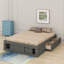 Lit plateforme moderne avec tiroirs, cadre de lit en bois avec casier de rangement au pied de lit, sans tête de lit-1634633081